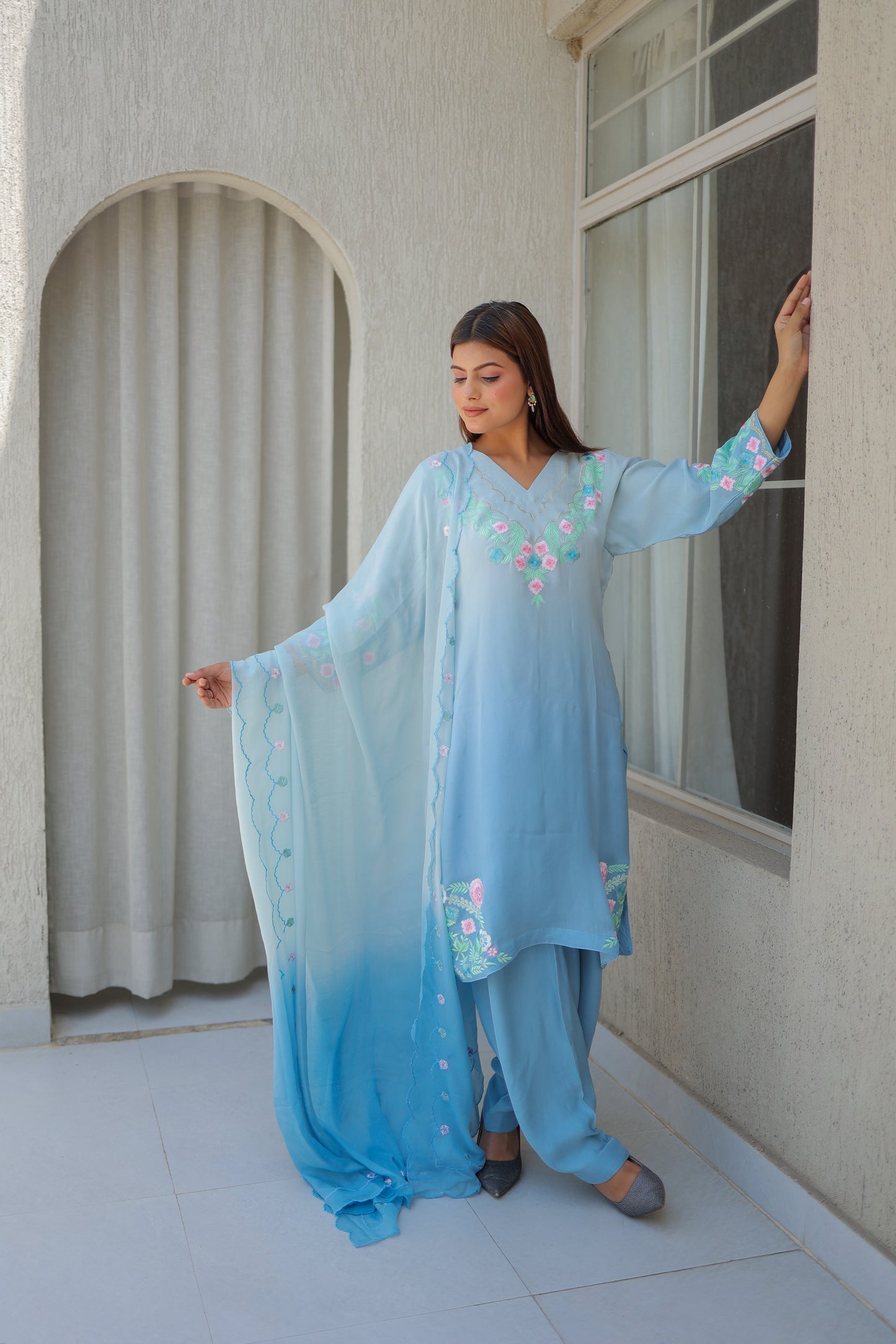 Sky Blue Pant Suit