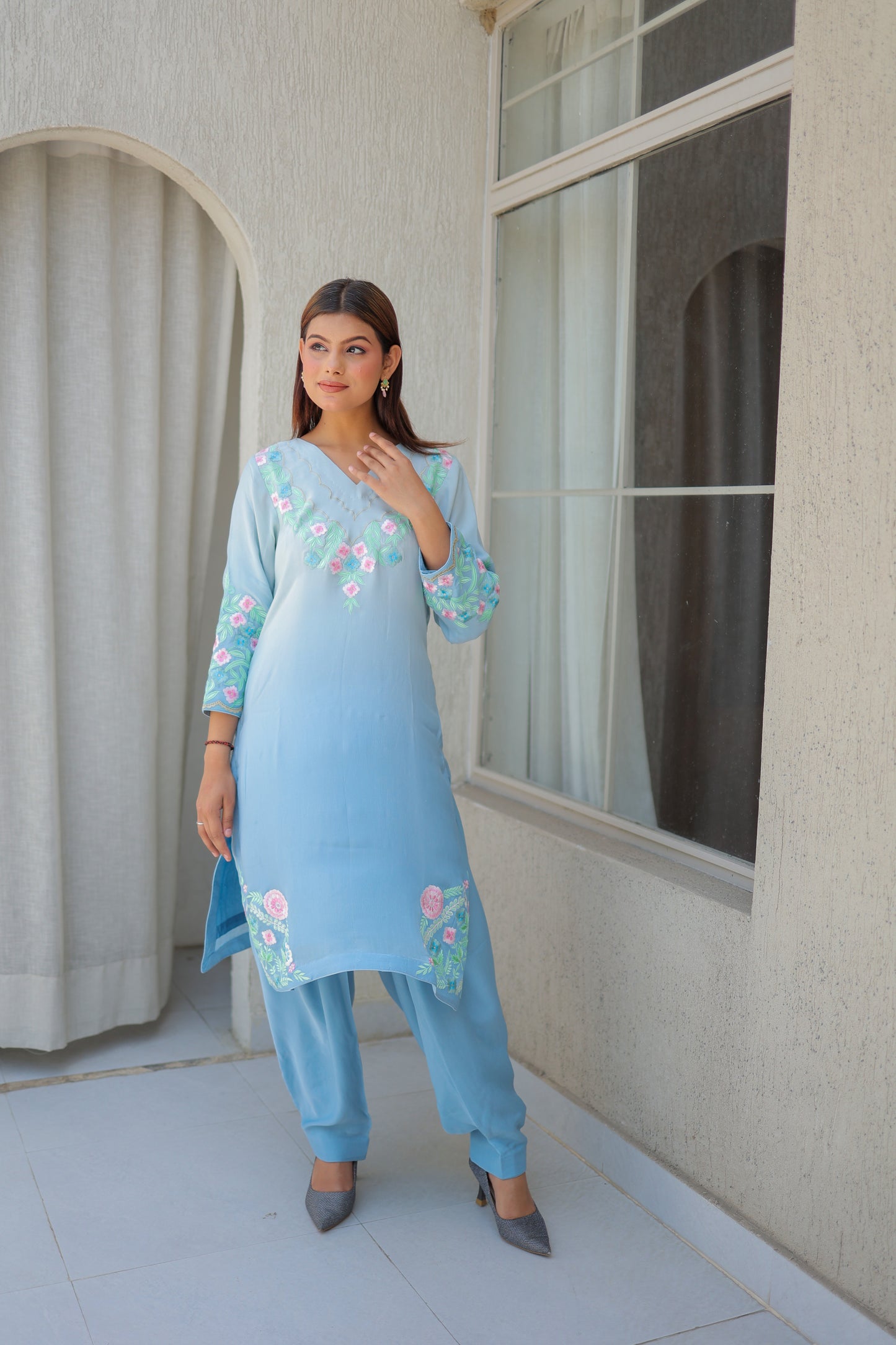 Sky Blue Pant Suit