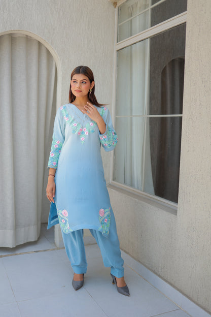 Sky Blue Pant Suit