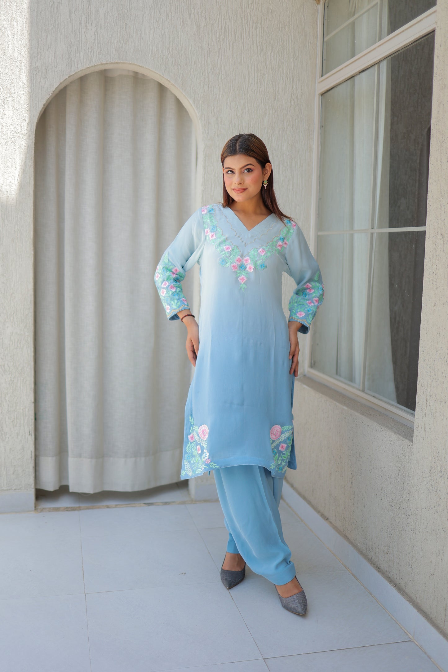 Sky Blue Pant Suit