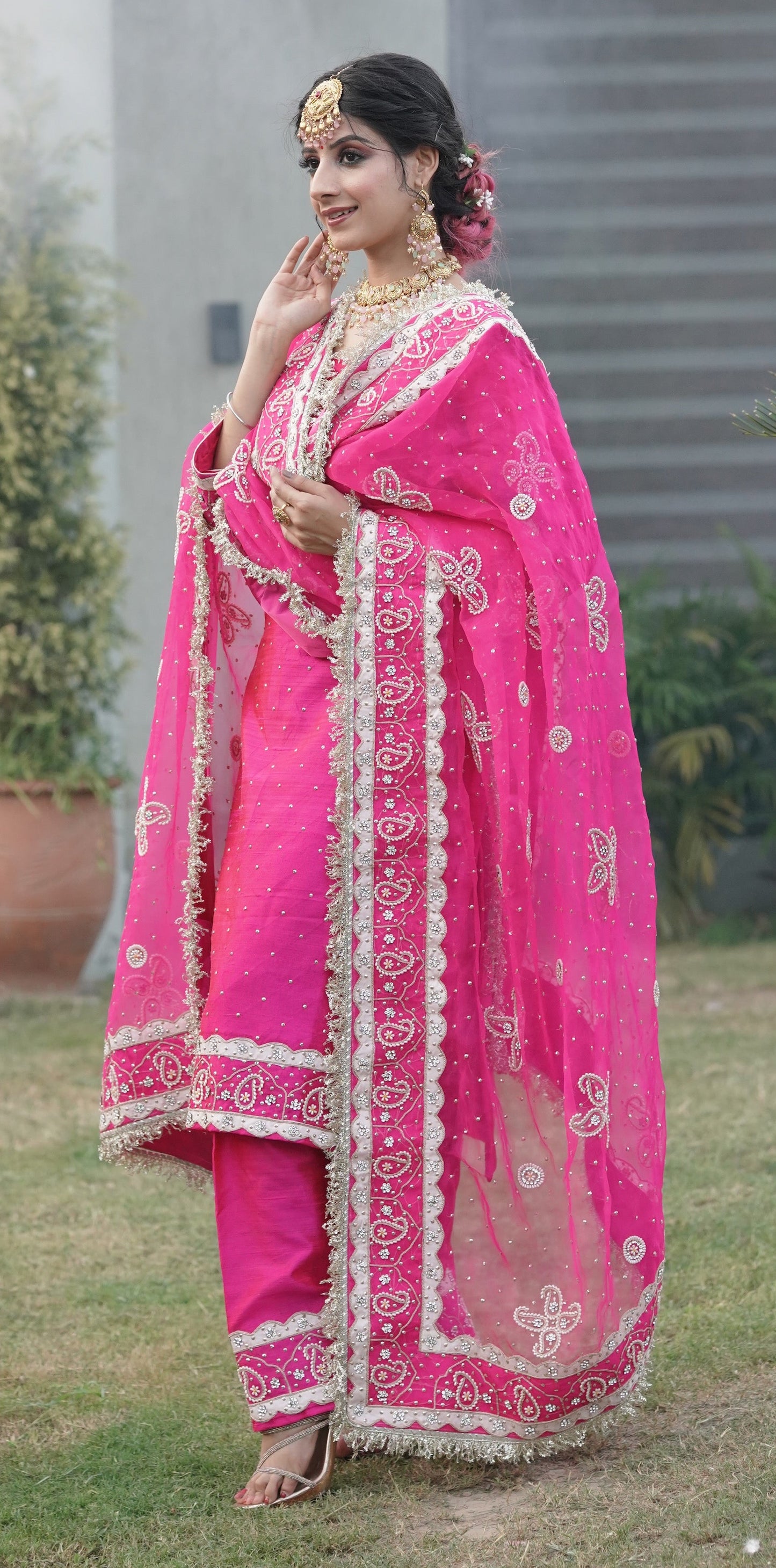 Pink Salwar Suit with Silver Embroidery