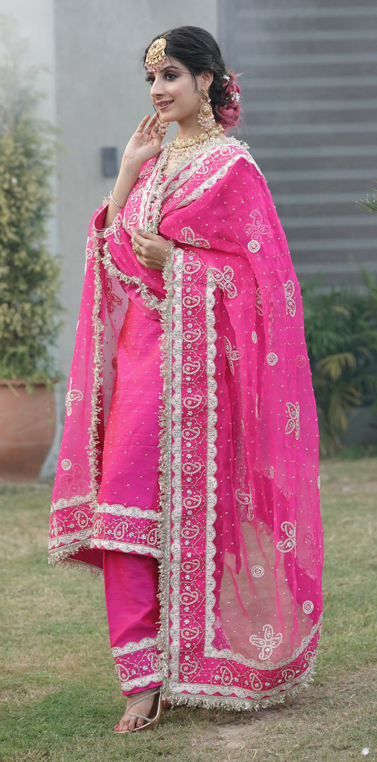 Pink Salwar Suit with Silver Embroidery