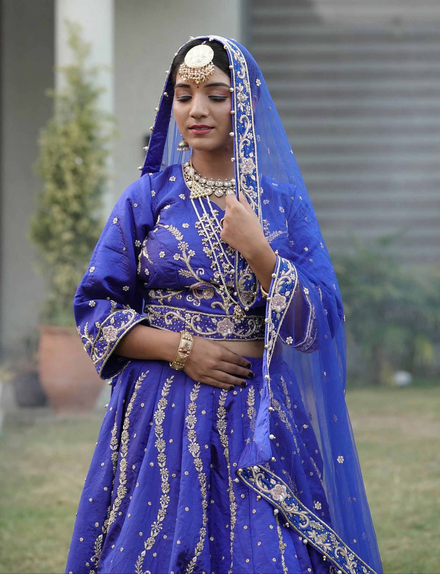 Elegant Blue Lehenga with Silver Embroidery