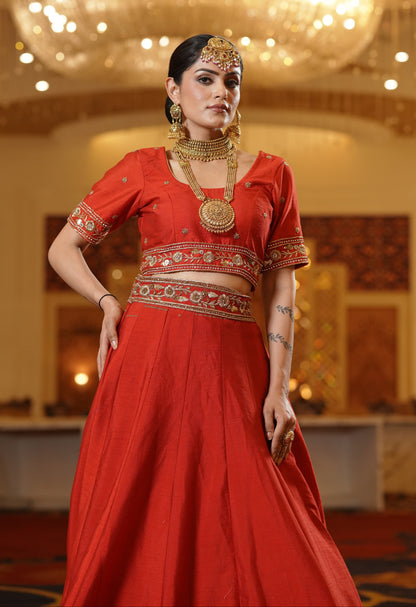 Classic Red Lehenga with Subtle Gold Work
