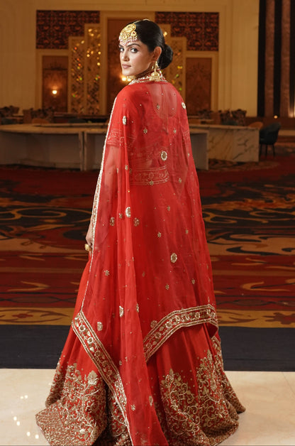 Classic Red Lehenga with Subtle Gold Work